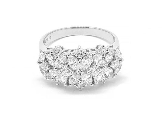 18k white gold marquise flowers diamond ring (R4065AP)