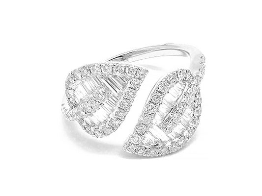 18k white gold double leaf diamond ring (R45986D-L)