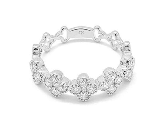 18k white gold diamond clover band (RD3031L)
