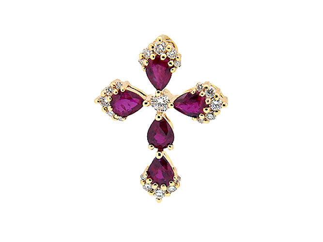 18k yellow gold ruby cross pendant (RP3116LY)