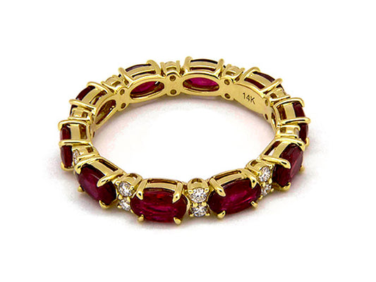 14k yellow gold oval ruby and diamond eternity ring (RR10485FAY)