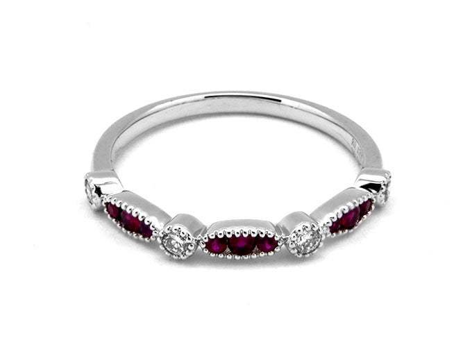 14k white gold color stone and diamond art deco band (RR3044L)