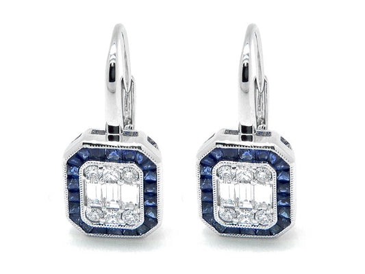 18k white gold sapphire and diamond earring (SE05661N)