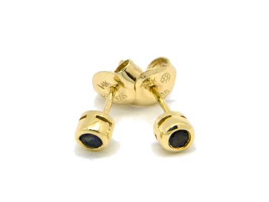 14k yellow gold sapphire bazel stud (SE30406GY)