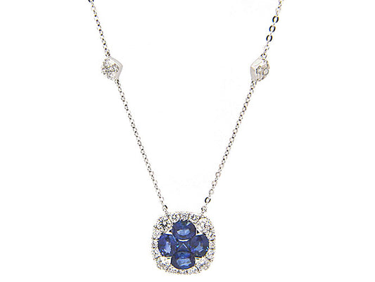 18k white gold sapphire and diamond necklace (SN00919M)