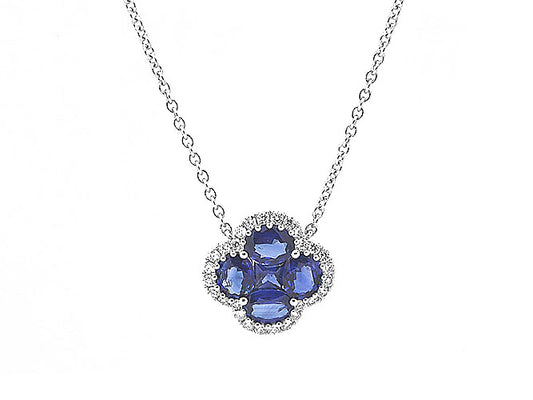 18k white gold sapphire and diamond necklace (SN3018L)