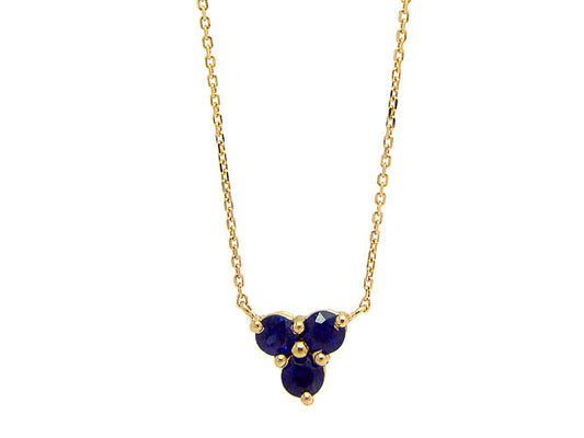 14k yellow gold three stones sapphire necklace (SN30242EY)