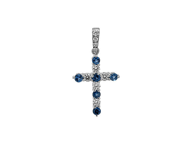 14k gold precious stone petite cross pendant (P3178L)