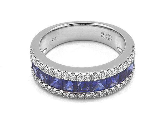 18k white gold sapphire and diamond round channel band (SR3002L)