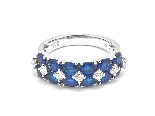 18k white gold sapphire and diamond mosaic ring (SR3109L)