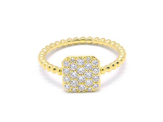 18k yellow gold flat cushion diamond ring (TDR11323TY)