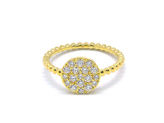 18k yellow gold flat disc diamond ring (TDR11329TY)