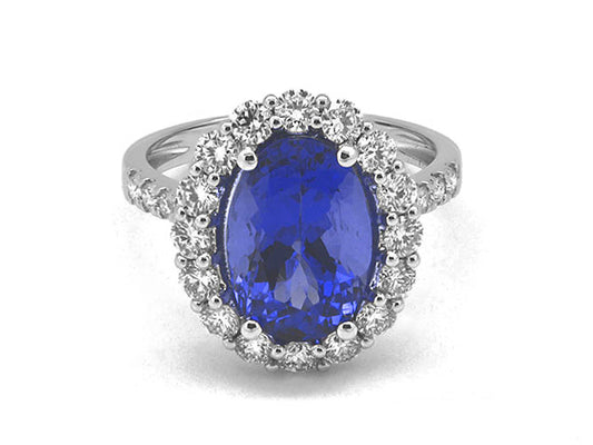 18k white gold tanzanite and  diamond ring (WR7275X)